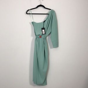 NWT ELISABETTA FRANCHI One-Shoulder Belted Dress